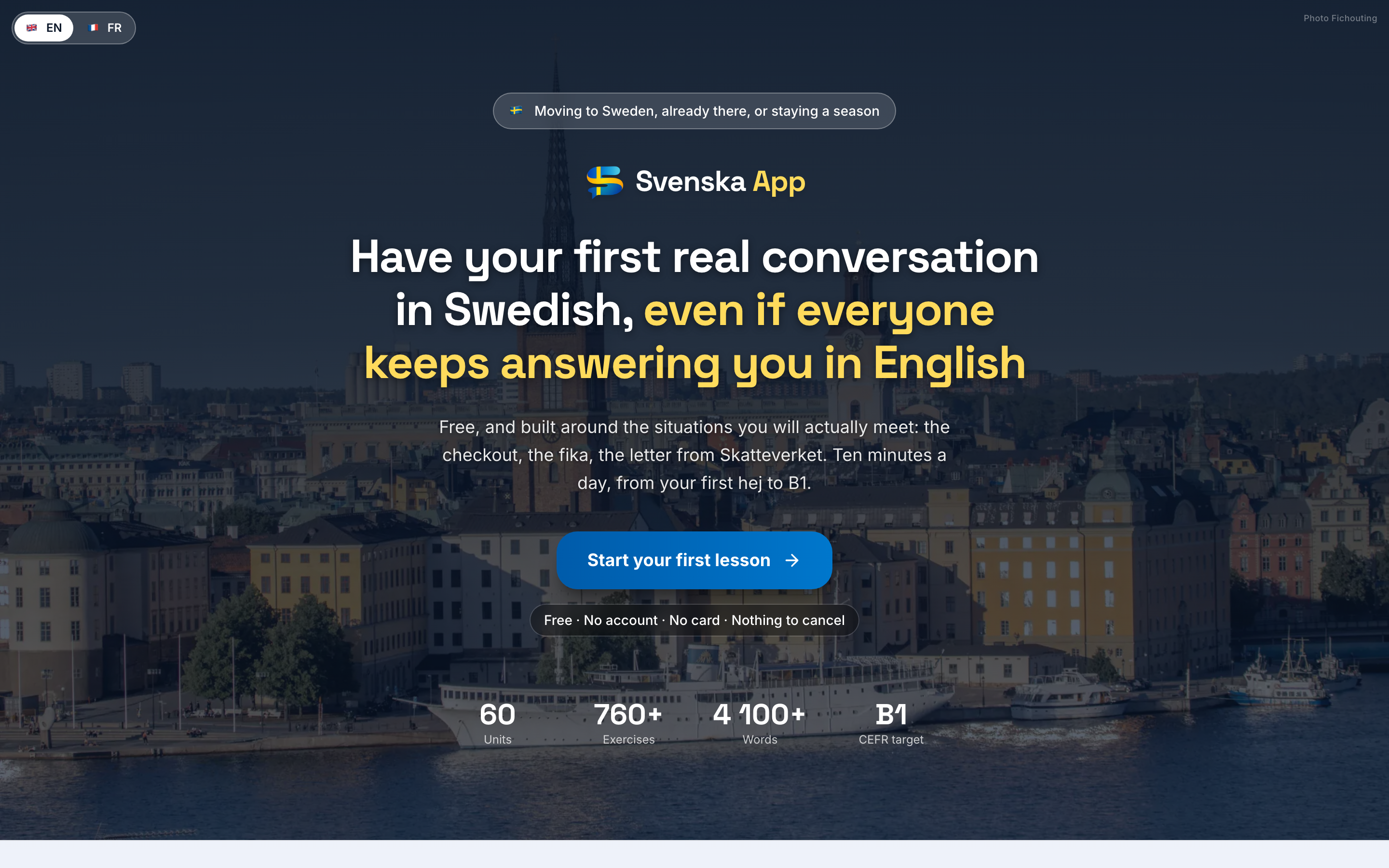 Svenska App — page d'accueil