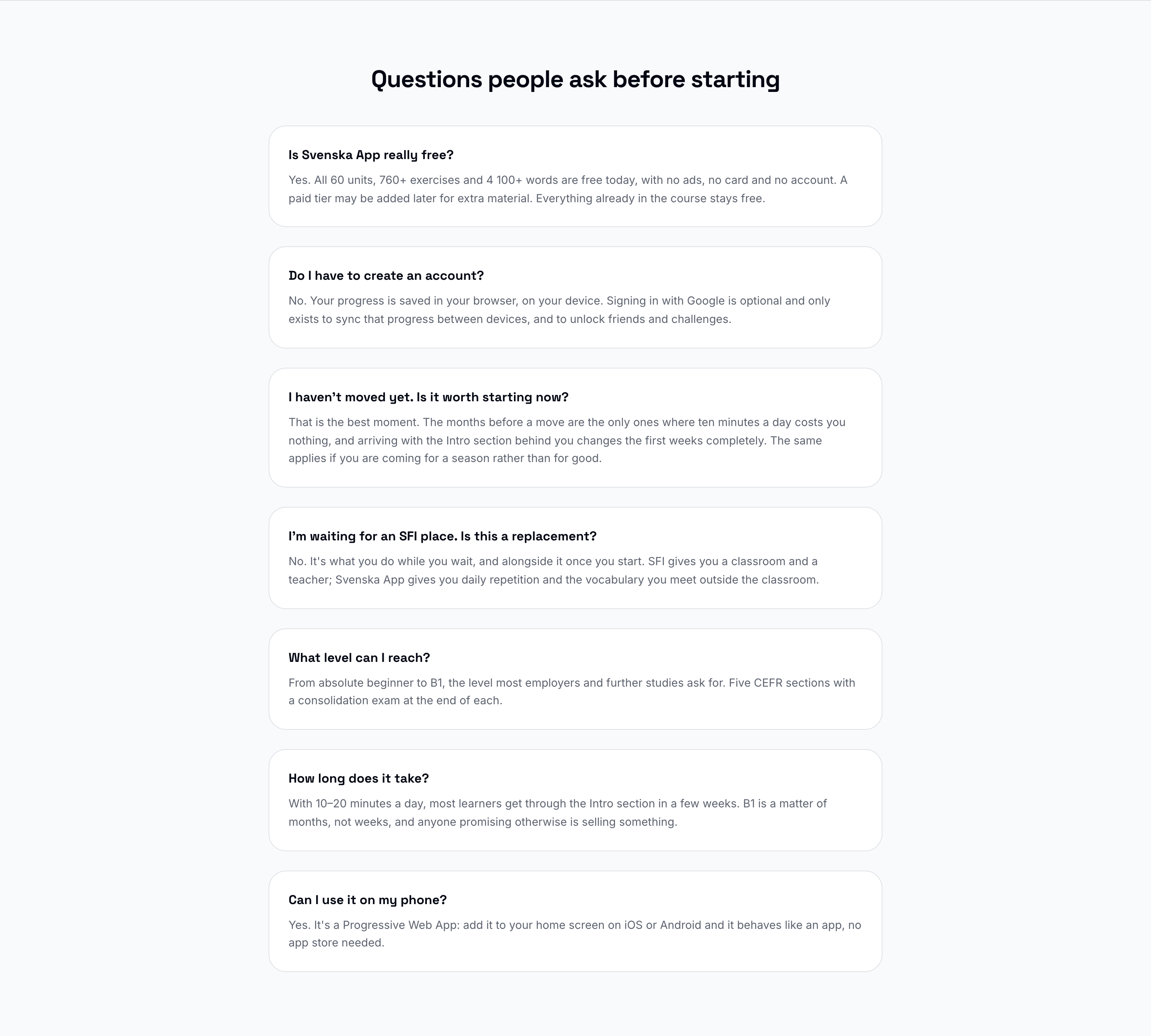 Svenska App — Questions people ask before starting